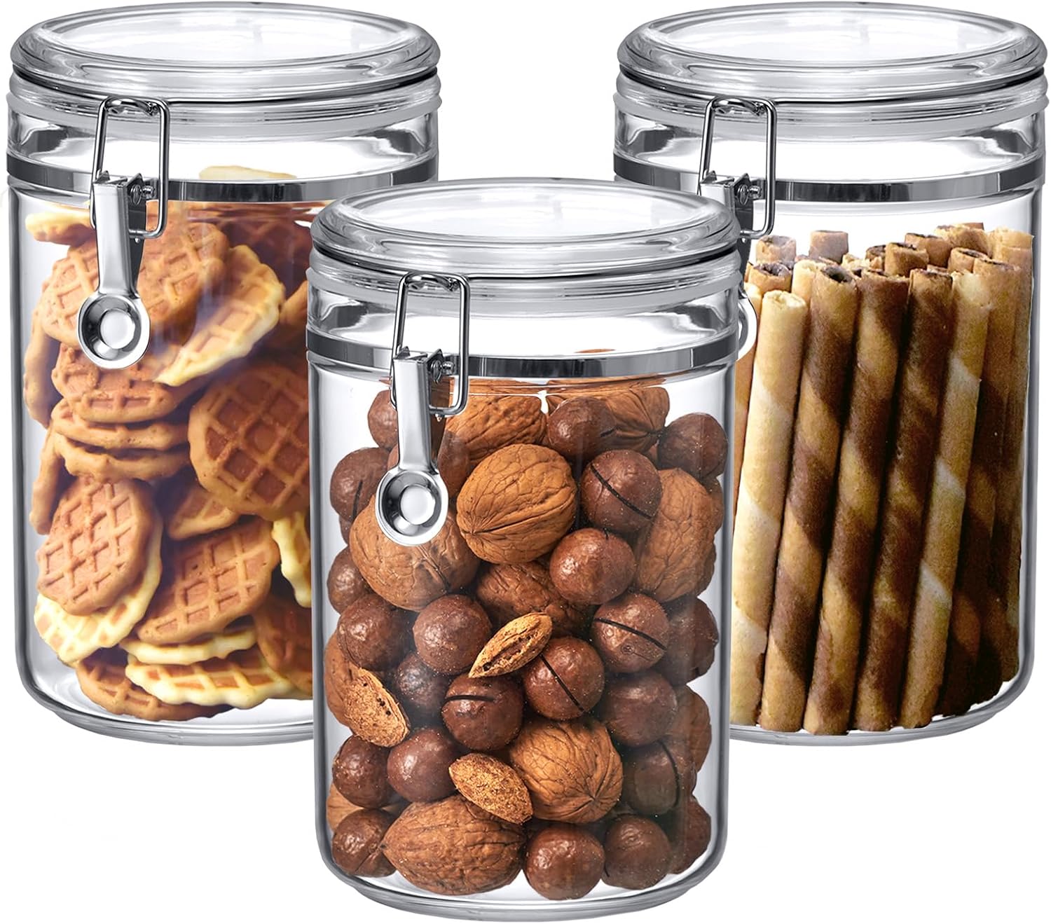Amazing Abby - Cathy - 56-Ounce Plastic Canister (Set of 3), Plastic Airtight Food Container, Stackable for Pantry Storage, BPA-Free and Shatter-Proof, Perfect for Home and Commercial Use - Amazon product rated Grade C