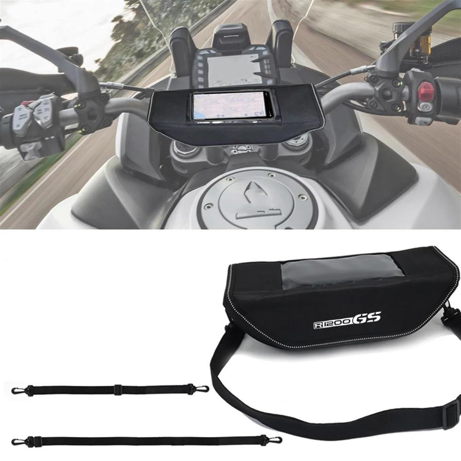 Pacchetto di stoccaggio Borsa Da Manubrio Per Motocicletta Per BMW R1200GS R 1200 GS R1200 GSA Pacchetto Di Posizionamento Degli Strumenti Di Navigazione Sul Manubrio Borsa di posizionamento(NERO 1)