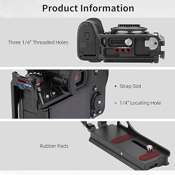 Nitze L Bracket for Panasonic S5 II / S5 IIX Camera, with Built-in Arca-Type Quick Release Plates, 1/4 Locaiting Hole and Threaded Holes, Compatible with DJI Stabilizers - T-P04A