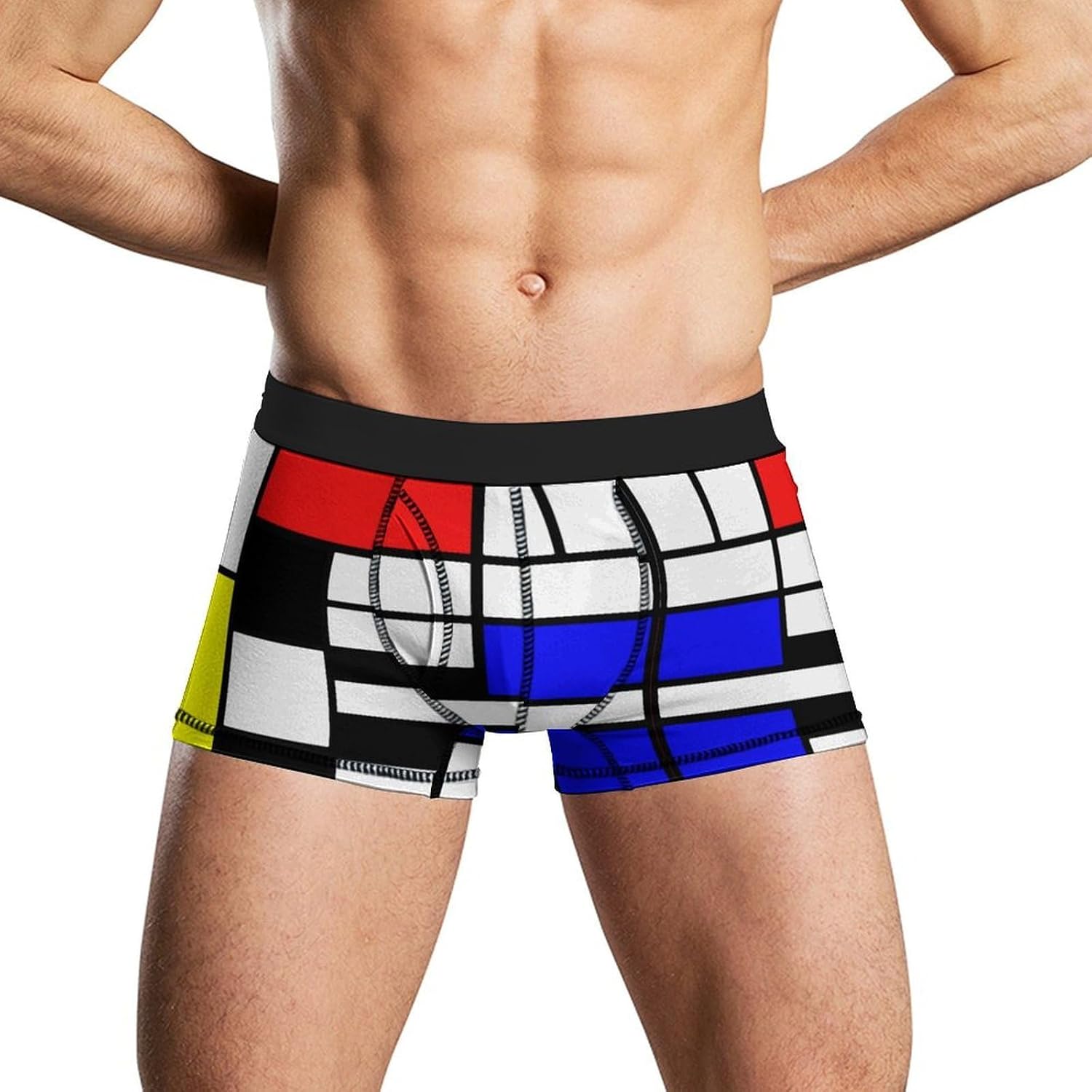 Mondrian Style Men's Underwear Soft Novelty Boxer Briefs Underpants Shorts Trunks