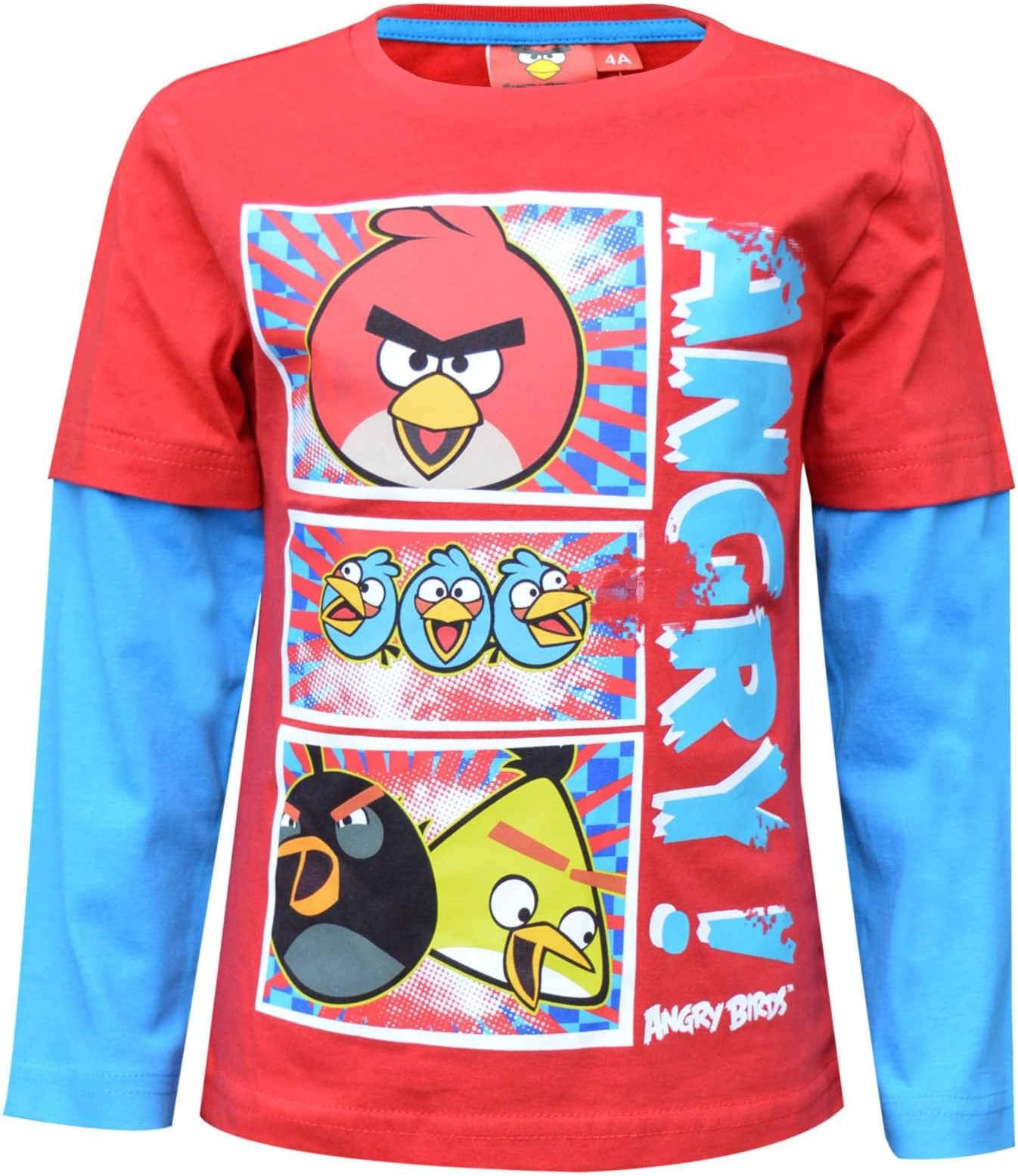 Angry Bird Boys Long Sleeve Printed Cotton T-Shirt Top Age 4 to 10 Years
