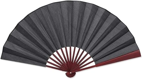ZUMAHA Minimalist Black Hand Fan, Chinese Classical Style Folding Fan for PerformanceDanceFightingWeddingChurchParty