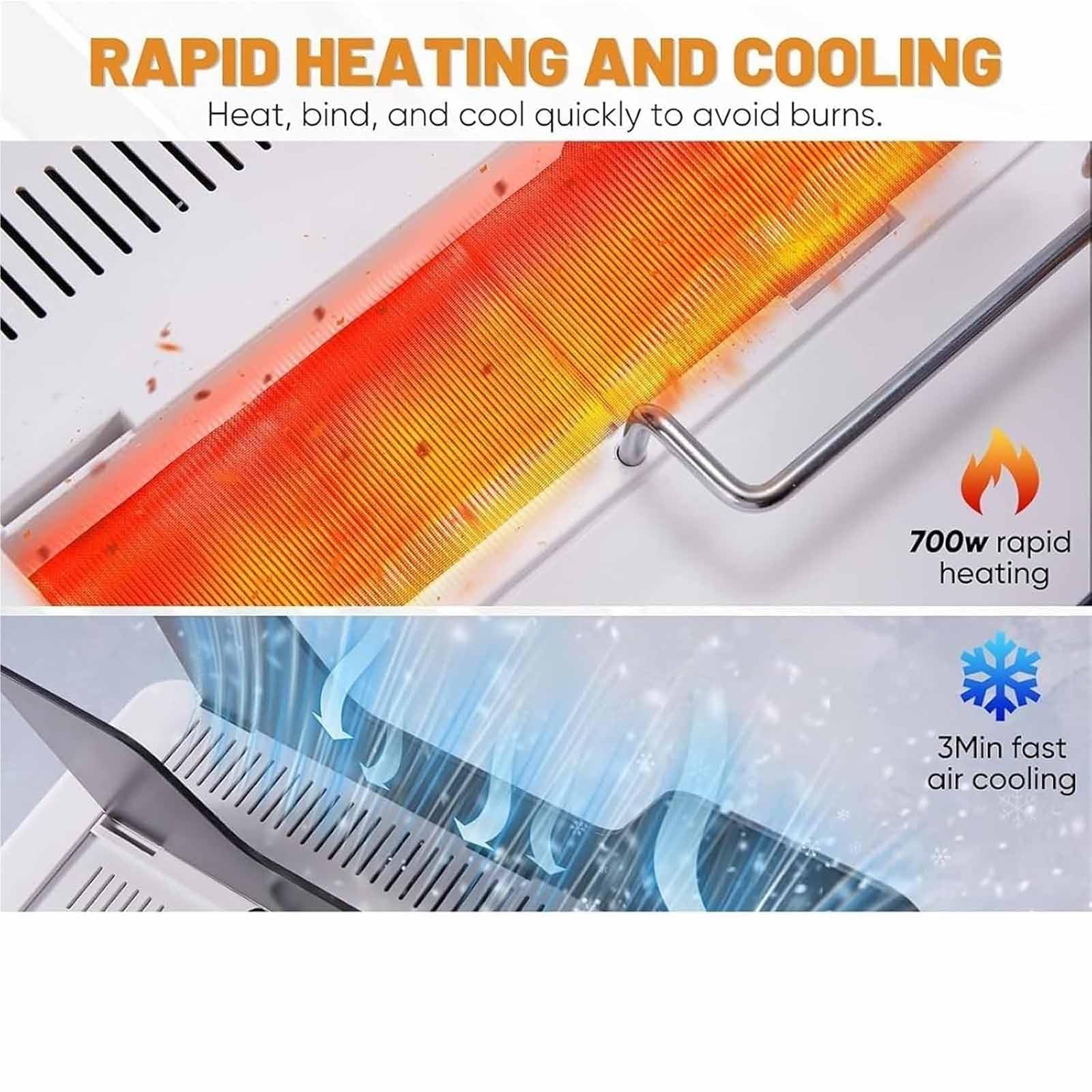 Rilegatrice Elettrica A Caldo, Formato A4, Regolazione della Temperatura su 3 Livelli, Larghezza Massima di Rilegatura 60 Mm E Lunghezza di Rilegatura 310 Mm, Bloccaggio Automatico
