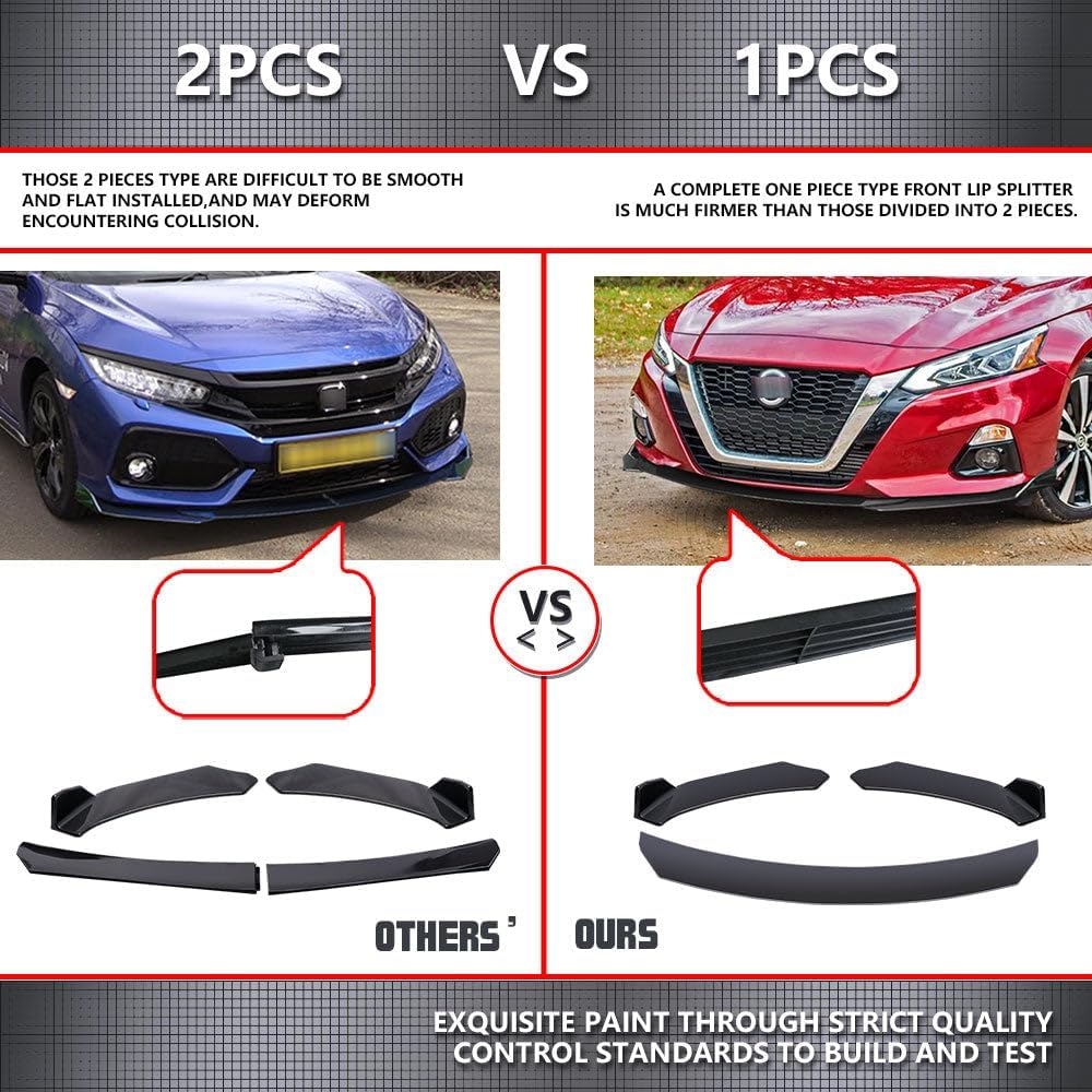 x xotic tech Front Bumper Lip Spoiler + Side Skirt Splitter + Rear Bumper Lip Wrap Splitter Canard Car Body Kits + Black Adjustable 10"-13" Support Rods Compatible with Volkswagen Jetta Passat