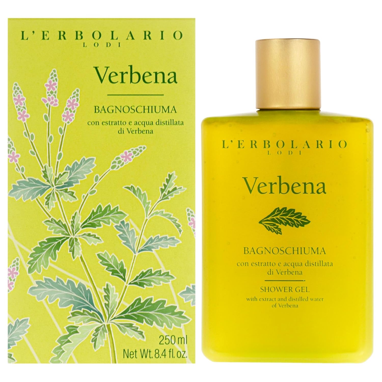 L'Erbolario Shower Gel – Toning and Revitalizing Body Soap with Citrus Floral Scent – Refreshing Body Wash for All Skin Types – Verbena - 8.4 oz