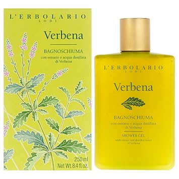LErbolario Shower Gel Toning and Revitalizing Body Soap with Citrus Floral Scent Refreshing Body Wash for All Skin Types Verbena - 8.4 oz