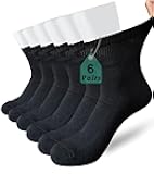 Aisesine Men's Diabetic Socks Extra Width for Swollen Wide Feet,Neuropathy,Bariatric,Non Binding Loose Fit Ankle Sock 6 Pairs