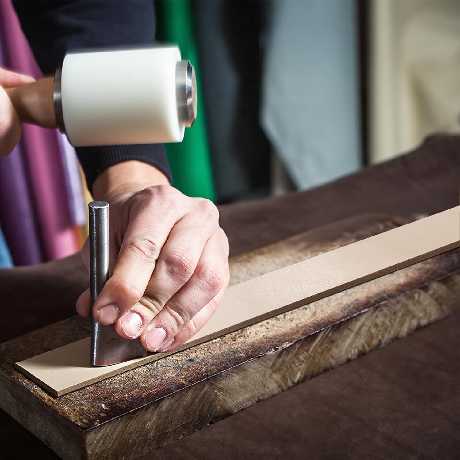 Hahafelt 2 Rolls Natural Leather Belt Blank 144 Inch Vegetable Tanned Leather Strips for DIY Tooling, Carving, Dyeing, Embossing, Crafting and Stamping, Extra Long Strip, 1.5" x 72" - Image 5