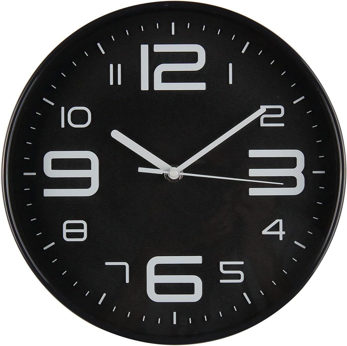 SonYo Indoor Big 3D Number Silent Wall Clock Quiet Sweep Movement Wall Clocks Battery Operated 10 Inch Black Profile