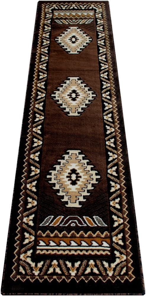 South West Native American Runner Area Rug Design Kingdom 143 Chocolate (2 Feet X 7 Feet)