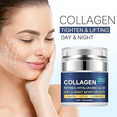 Miniatura 6 de Hidratante facial de colágeno, crema de colágeno para tensar la piel con retinol y ácido hialurónico antienvejecimiento hidratante de día y noche