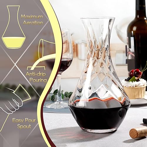 Miniatura 2 de NUTRIUPS Decantador de vino de caracol con tapón soplado a mano Decantador de aireación de vino Decantador de jarra de vino