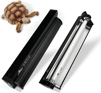 T5 UVB Lighting Combo Kit for Reptiles,8W Light Fixture with Desert 10.0 T5 UVB Light Bulbs Terrarium Hood Heat Lamp for Breaded Dragon,Turtle,Frog,Lizard,Tortoise,Gecko,Snake