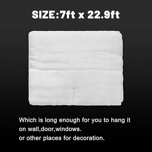 Miniatura 63 de Whaline Tela espeluznante negra de Halloween de 500 x 87 pulgadas, tela de gasa espeluznante para decoración de Halloween para casas embrujadas