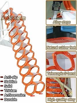telescopic ladder folding telescopic ladder attic stair pull down 12 steps attic stair wall mounted folding attic loft stair alloy attic access ladder white pull-down attic stair retractable attic