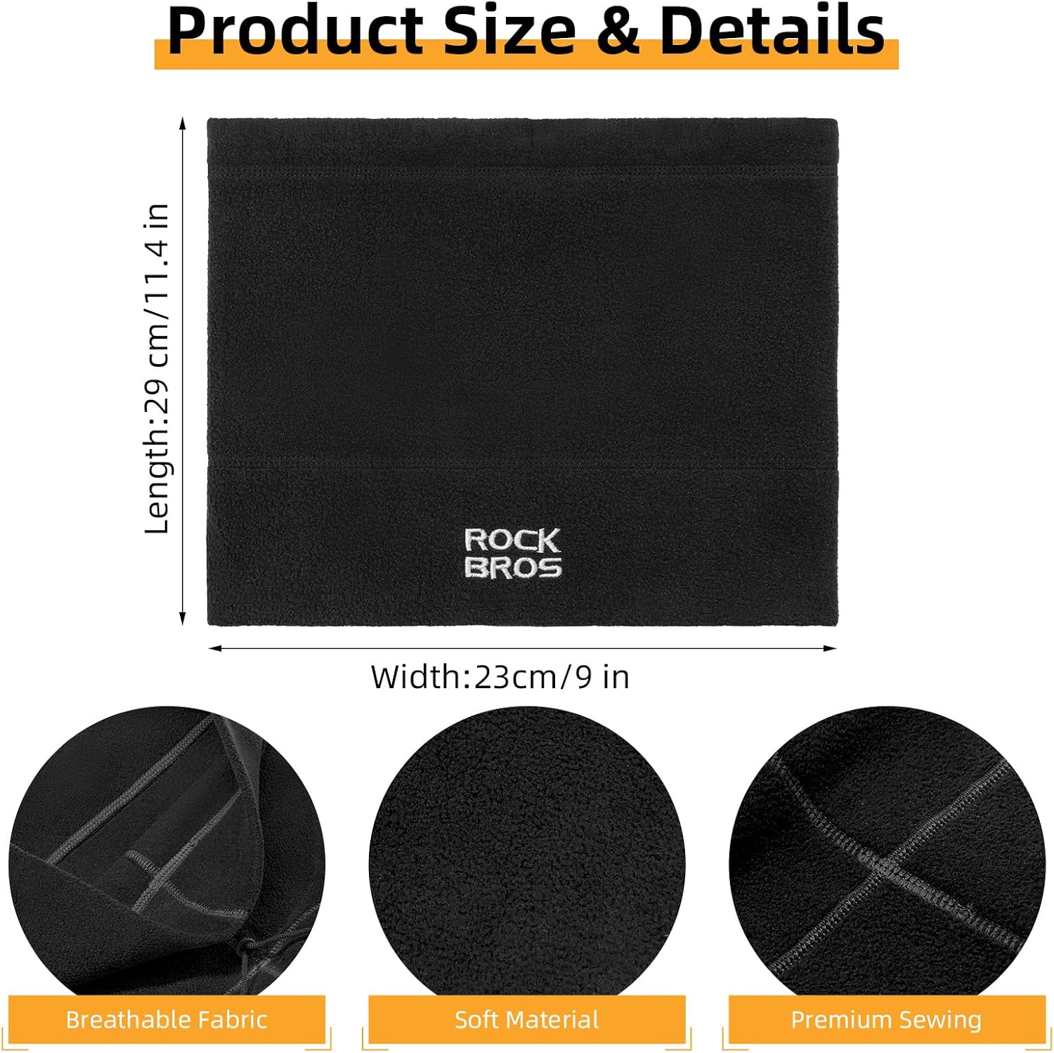 ROCKBROS Winter Neck Warmer Gaiter Ski Mask Balaclava Windproof Face Mask Cover Cold Weather Scarf for Men & Women