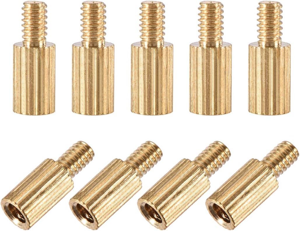 uxcell M2x6mm+4mm Male-Female Brass Cylinder Knurled PCB Motherboard Spacer Standoff for FPV Drone Quadcopter, Computer & Circuit Board 55pcs