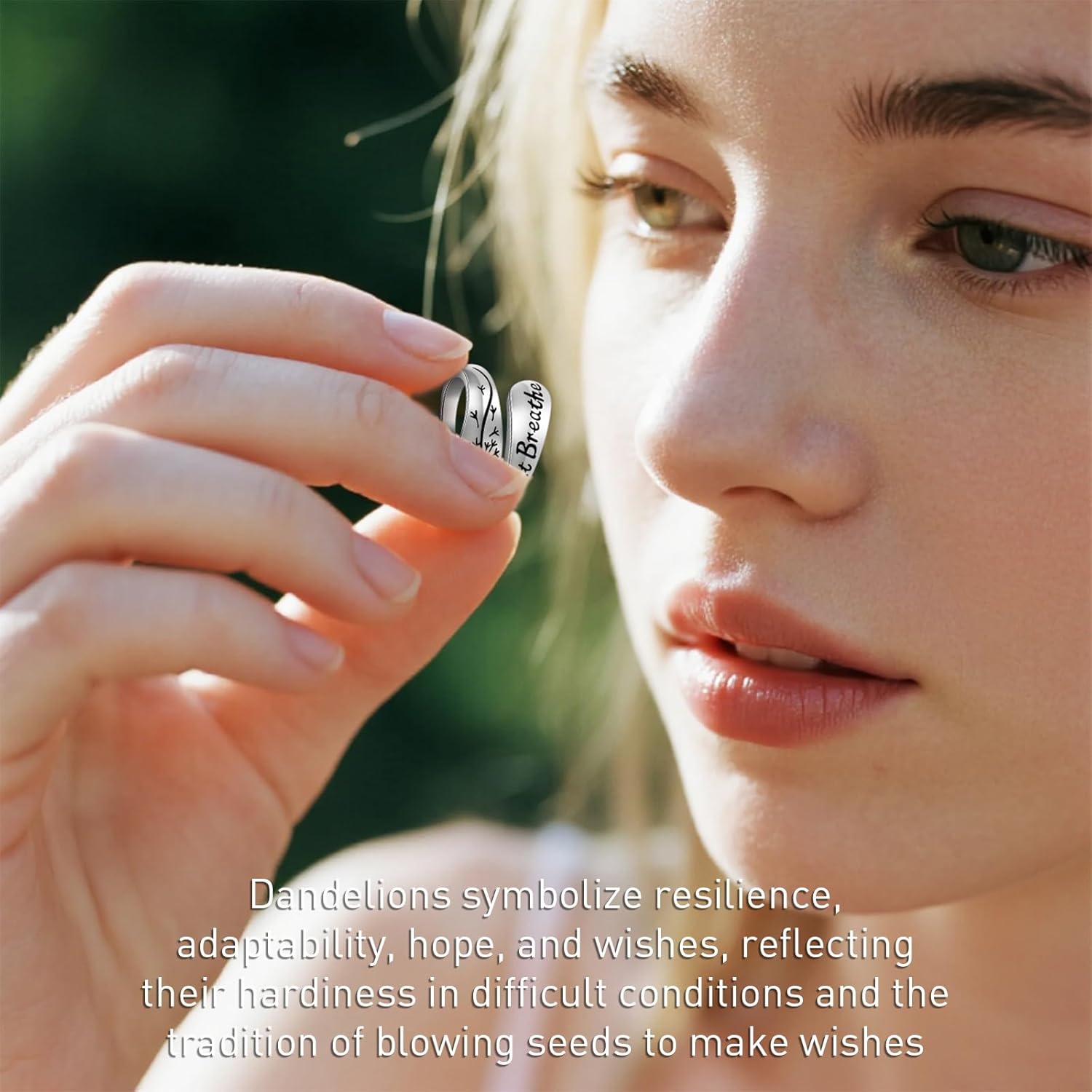 Just Breathe Rings for Women Hope Ring Adjustable Spoon Sterling Silver Dandelion Inspirational Encouragement Mothers Day Gifts - Image 8