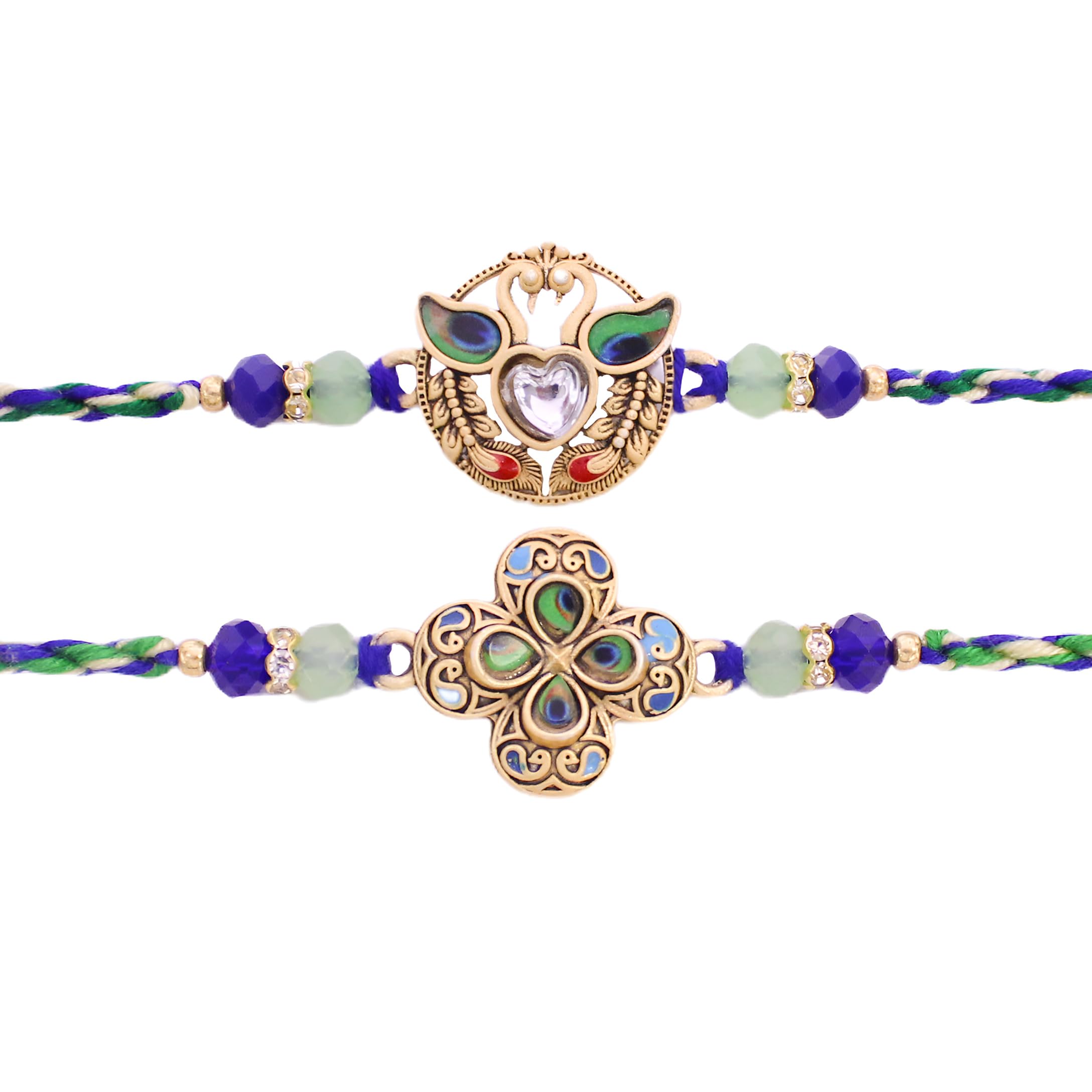 TIED RIBBONS Raksha Bandhan Rakhi for Brother Set of 2 Rakhi Set | Bhai Rakhi with Card | Roli Chawal Packet - Rakhi Bracelet for Brother Rakhi 2 Set | Rakhi for Bhaiya Bhai | Rakhi Thread