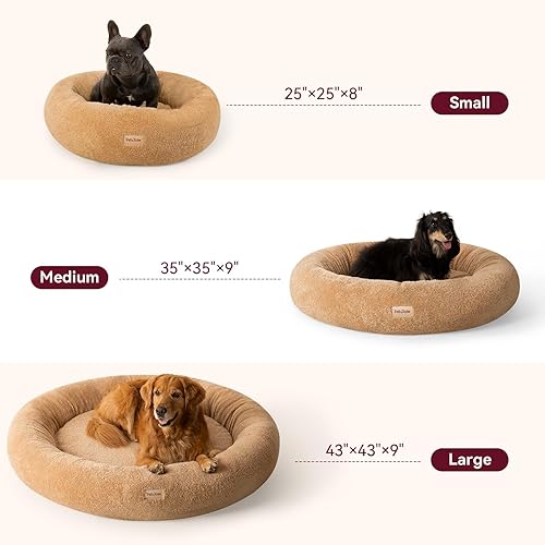 Miniatura 7 de Cama para perros grandes con forma de dona refrescante y calmante  Cama redonda de felpa de espuma viscoelástica para aliviar la ansiedad. Cama