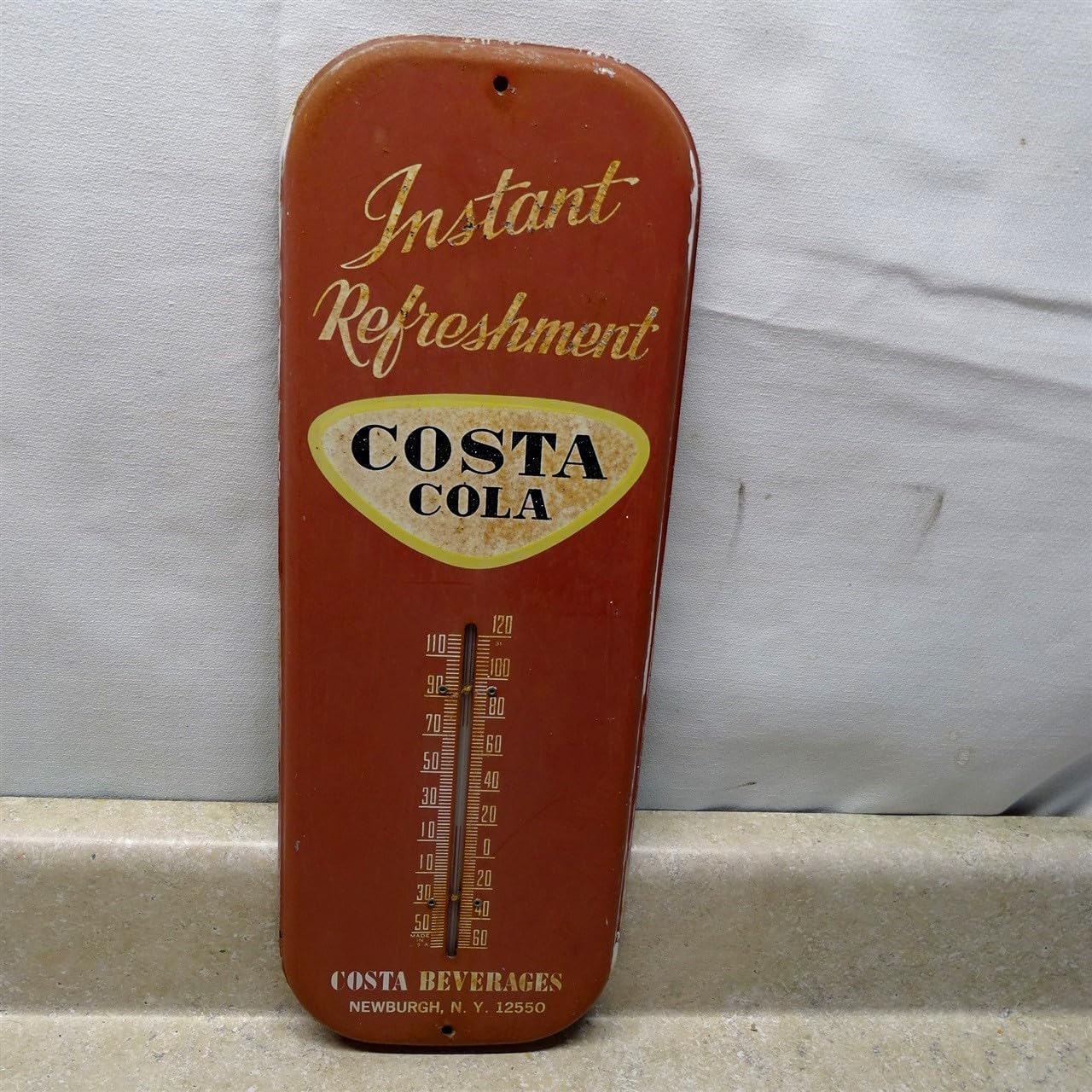Replacement for fits Vintage Ad. Thermometer Costa Cola Soda Pop, Original Metal, 16" Tombstone