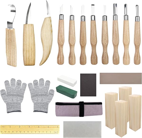 Traxenta Kit de Cuchillos para Tallar Madera, 25 Piezas