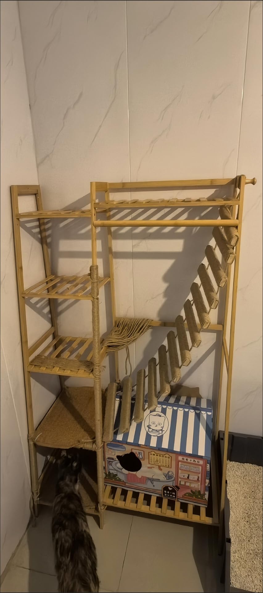 Puente de Cuerda para Gato – Escalera de sisal para Escalar, Juguete Interactivo, Muebles compactos para Gatos y Gatitos, Uso Interior o Exterior