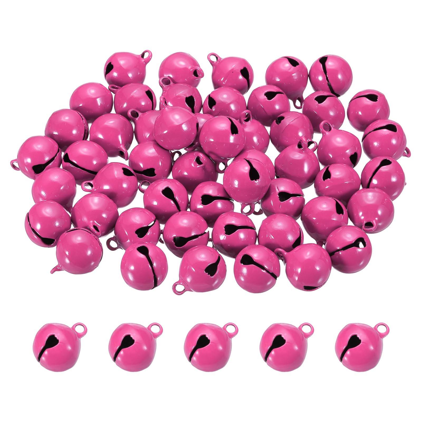 PATIKIL 50Pcs Small Jingle Bells 14mm 0.55in Mini Bells Rose Red