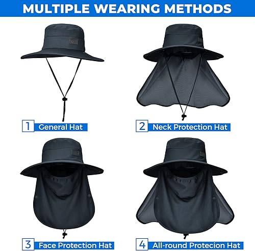 Miniatura 7 de Sukeen Sombrero de cubo de enfriamiento con solapa desmontable para el cuello y máscara facial, sombrero de sol con UPF 50+, para pesca, senderismo,