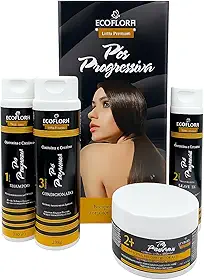 Kit Pós Progressiva Premium. Shampoo + Condicionador + Máscara + Leave-in – Hidratação Profunda, Anti Frizz e Brilho Intenso