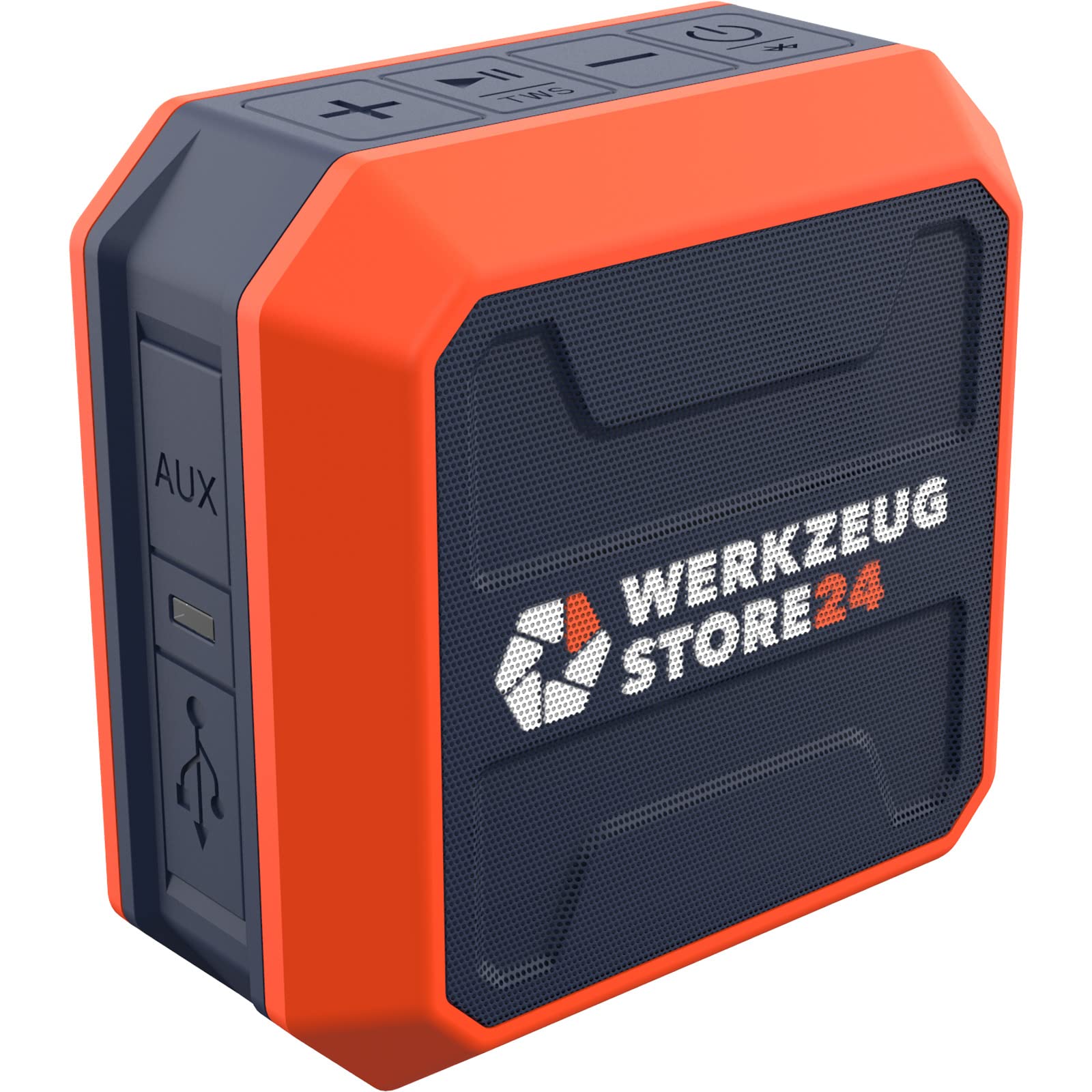 WS24 Kompakter 5W Bluetooth Lautsprecher, Ideal für Werkstatt, Baustelle, Camping und Freizeit, TWS Funktion, IP65, Orange