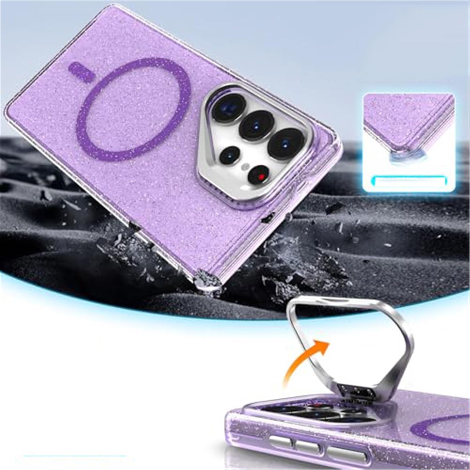 Etui do Samsung Galaxy S26 Ultra/S26 Plus/S26, przezroczysta obudowa z nieżółknącą powłoką bezprzewodowego ładowania (fioletowy, S26 Plus)