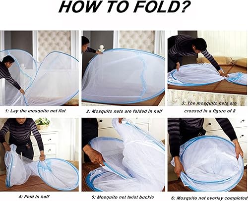 Miniatura 5 de Tienda de campaña desplegable con mosquitera, lo suficientemente grande para cama de tamaño individual a King, mosquitera plegable para dormir,