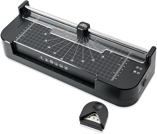 Blue Carbon 3-in-1 A4 Laminator Machine with Built-in Paper Trimmer and Corner Rounder, Hot and Cold Modes, 2-Minute Warm-Up