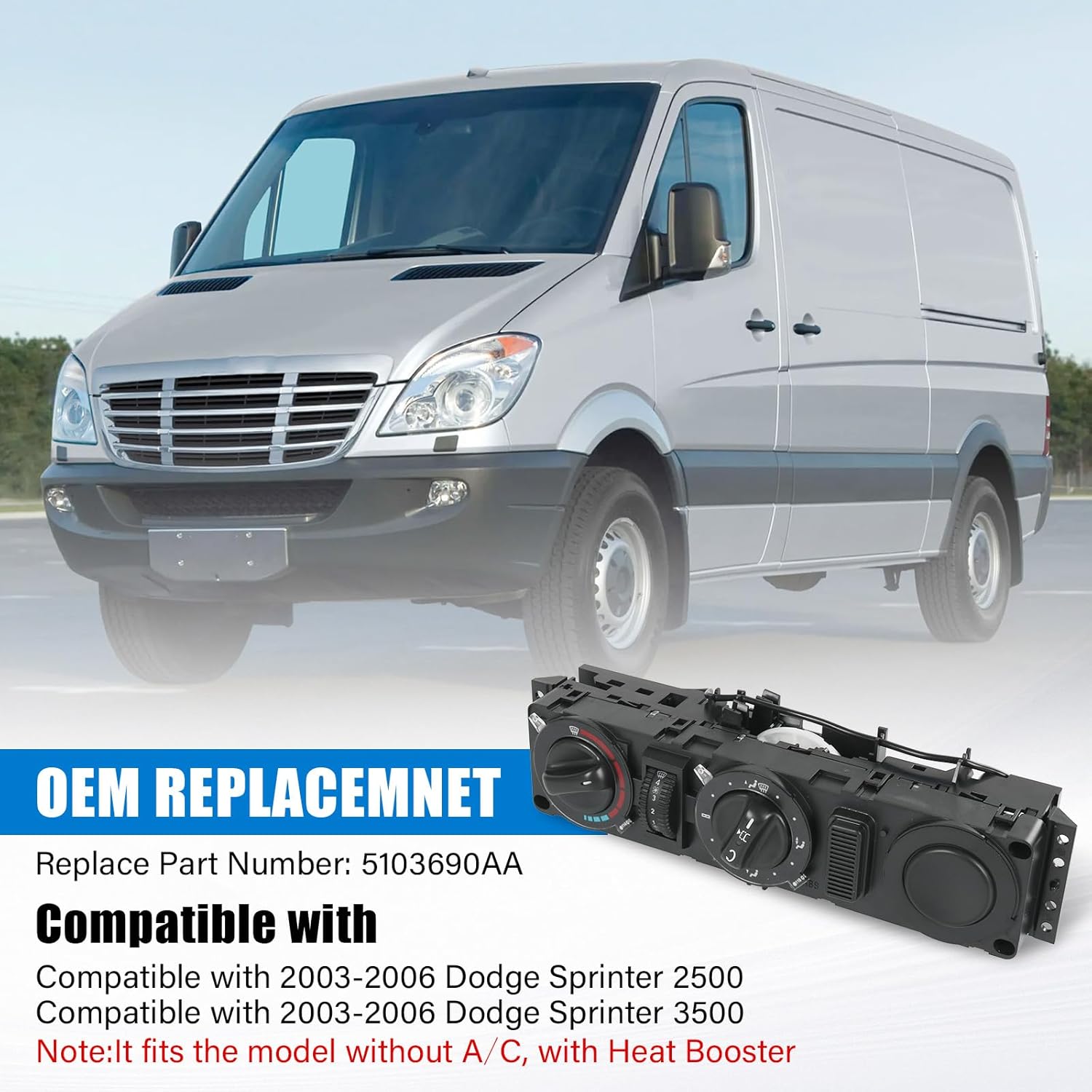 AC Heater Climate Control Compatible with 2003-2006 Dodge Sprinter 2500 3500 Air Conditioning Switch Panel Replace# 5103690AA