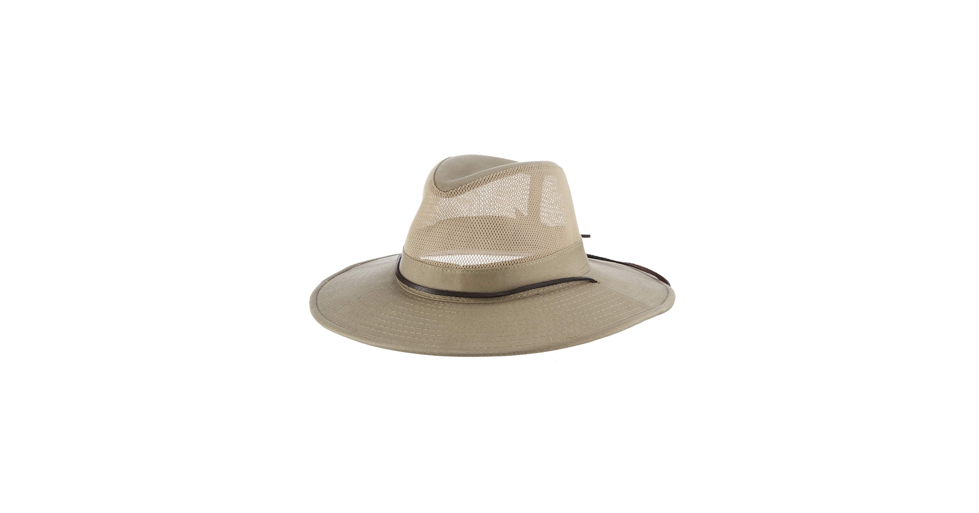 Dorfman Hat Co. Men's Brushed Twill-and-Mesh Safari Hat with