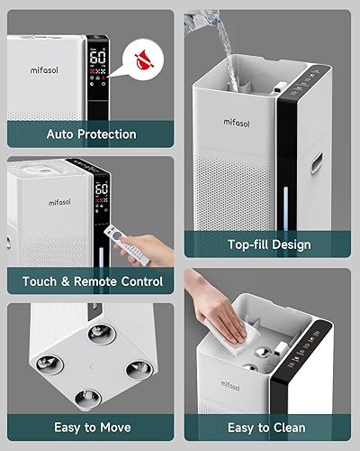 Miniatura 6 de Mifasol Humidificador para habitación grande, 5.3 galones20 litros, humidificadores de niebla cálida y fría para el hogar, 1500 pies cuadrados,