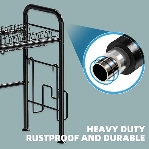 Miniatura 6 de GAOKASE Escurridor de platos sobre el fregadero, escurridor de platos grande de 2 niveles para encimera de cocina, escurridor de platos sobre el