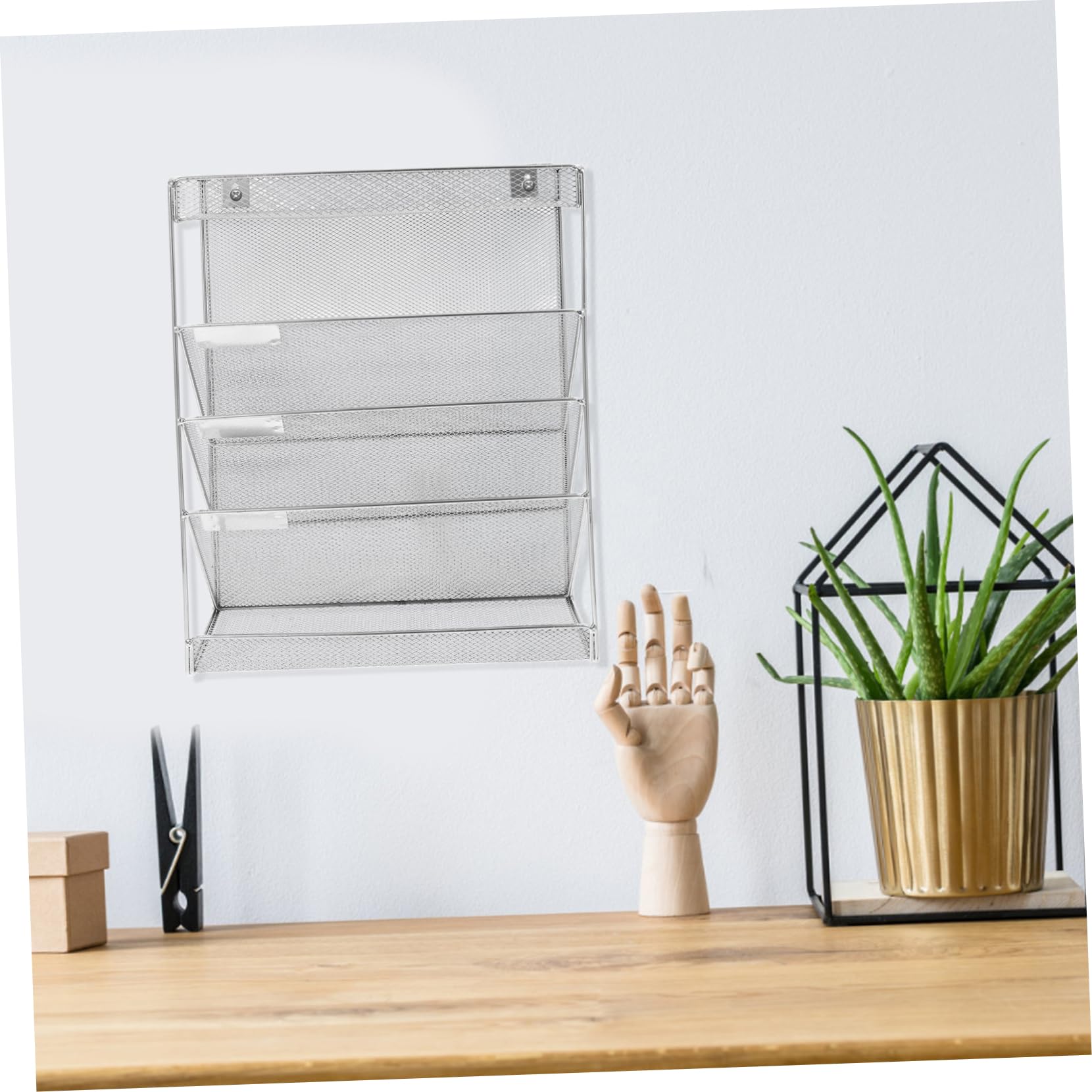 Hängender Wand Aktenhalter aus Eisen, 5 Ebenen, 1 Satz, Silber