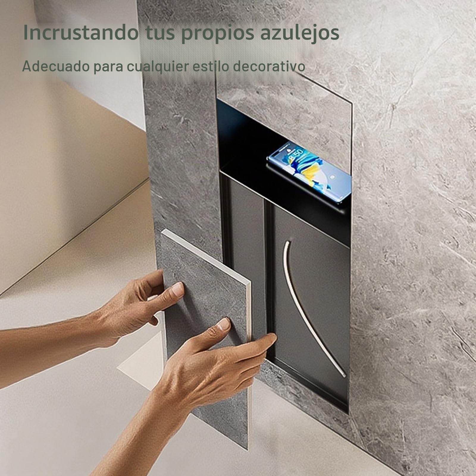 Portarrollos de Papel higiénico Empotrado con Papelera/portaescobillas, nicho de Pared para baño 4 en 1 de Acero Inoxidable 304 Apto para Azulejos, nicho de Ducha Empotrado