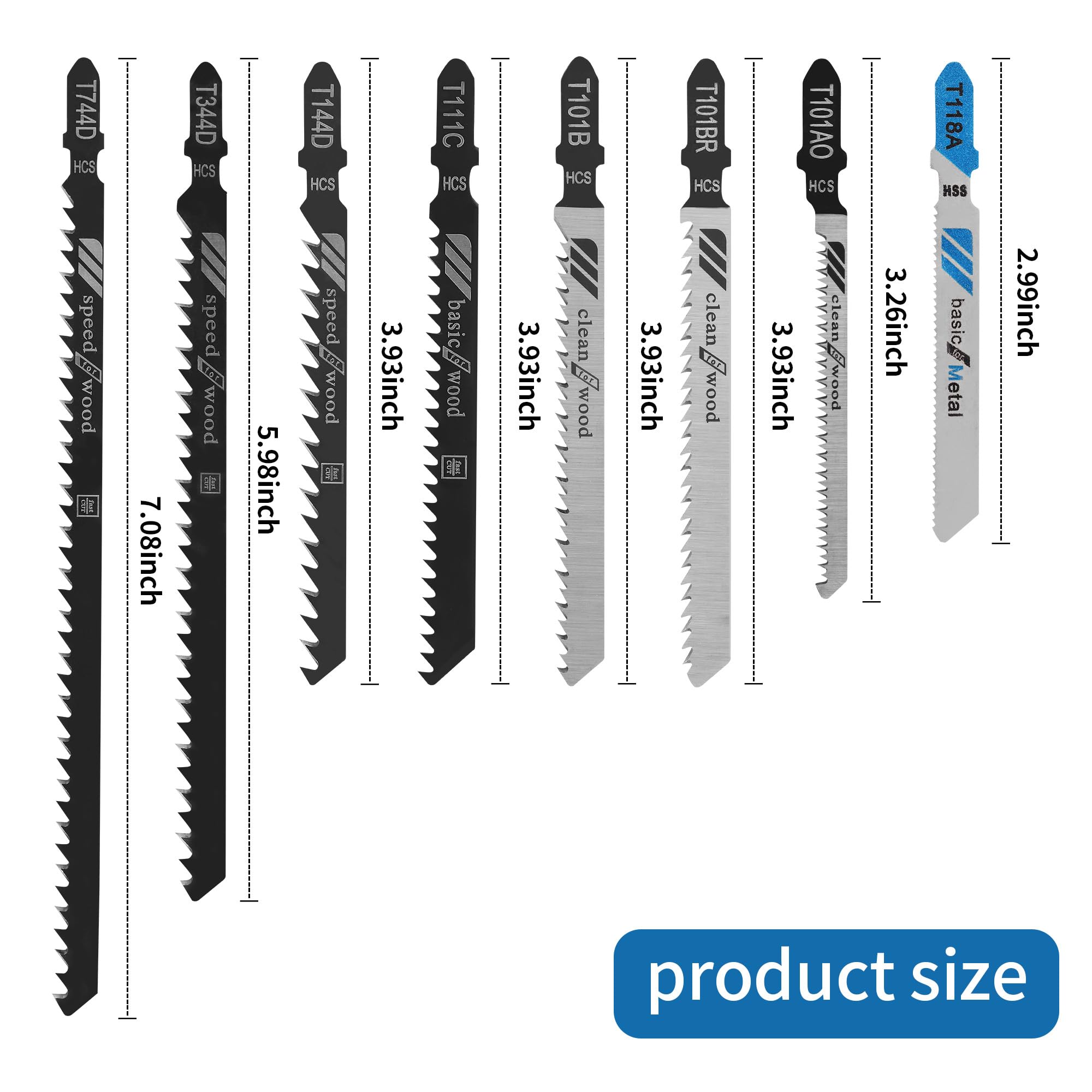 Lot De 40 Lames De Scie Sauteuse - 8 Modèles HCS | Pour Bois, Plastique, Métal - Boîte De Rangement Incluse
