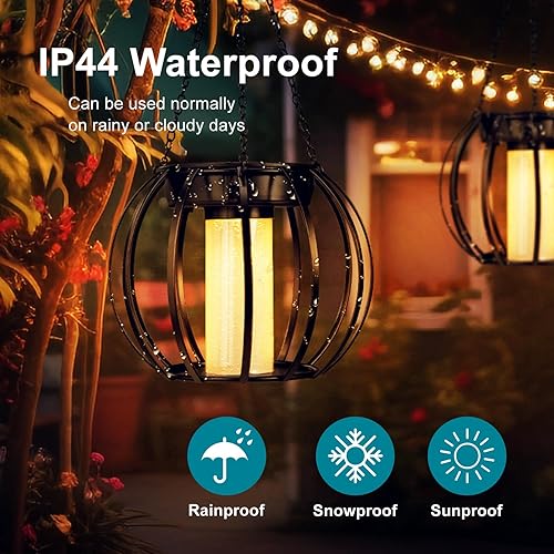 Miniatura 2 de Farol solar para exteriores, luces para exteriores con efecto brillante de cristal, luces solares colgantes impermeables para exteriores,