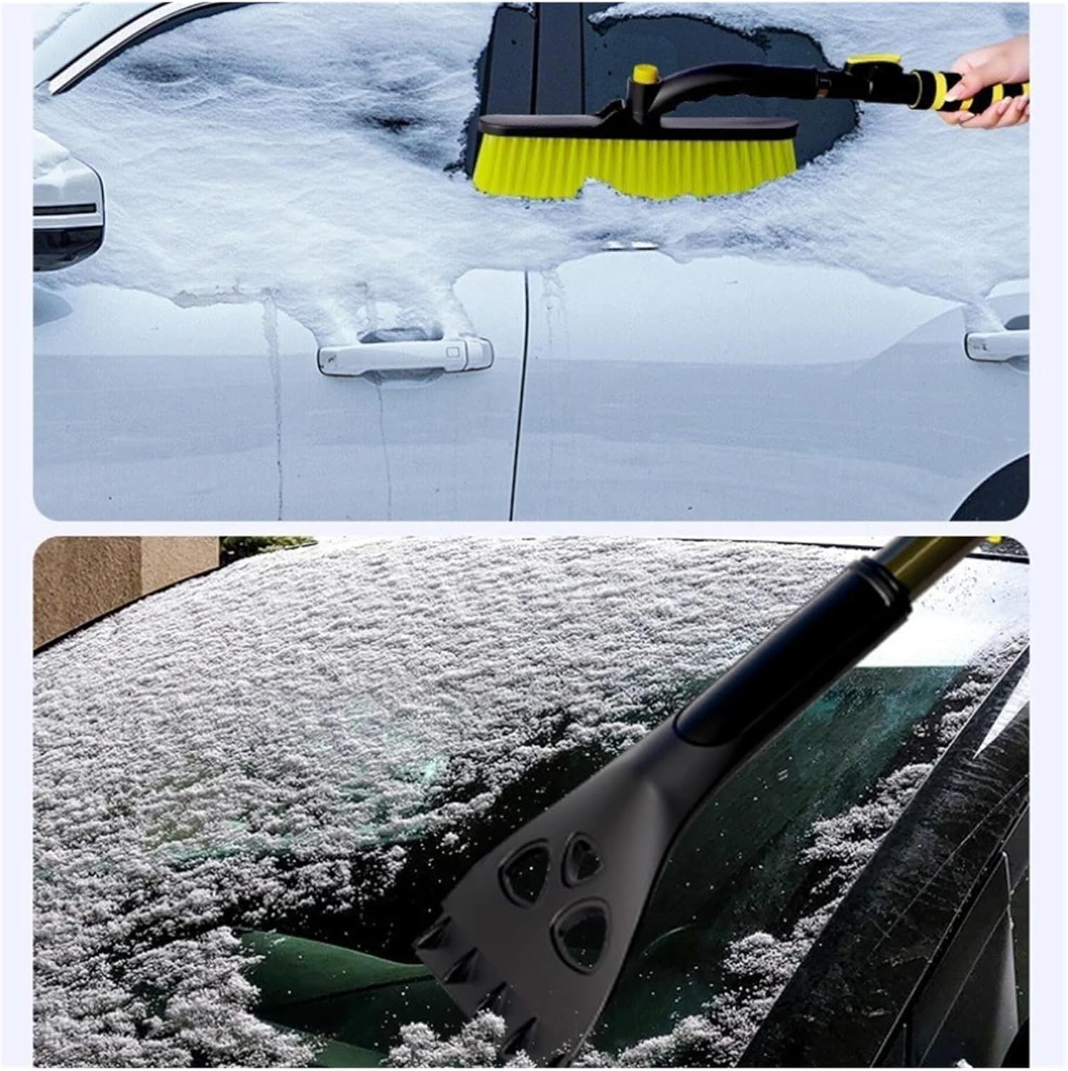 Heavy-Duty Extendable Car Snow Brush & Ice Scraper - EVA Foam Handle for Effective Snow Removal