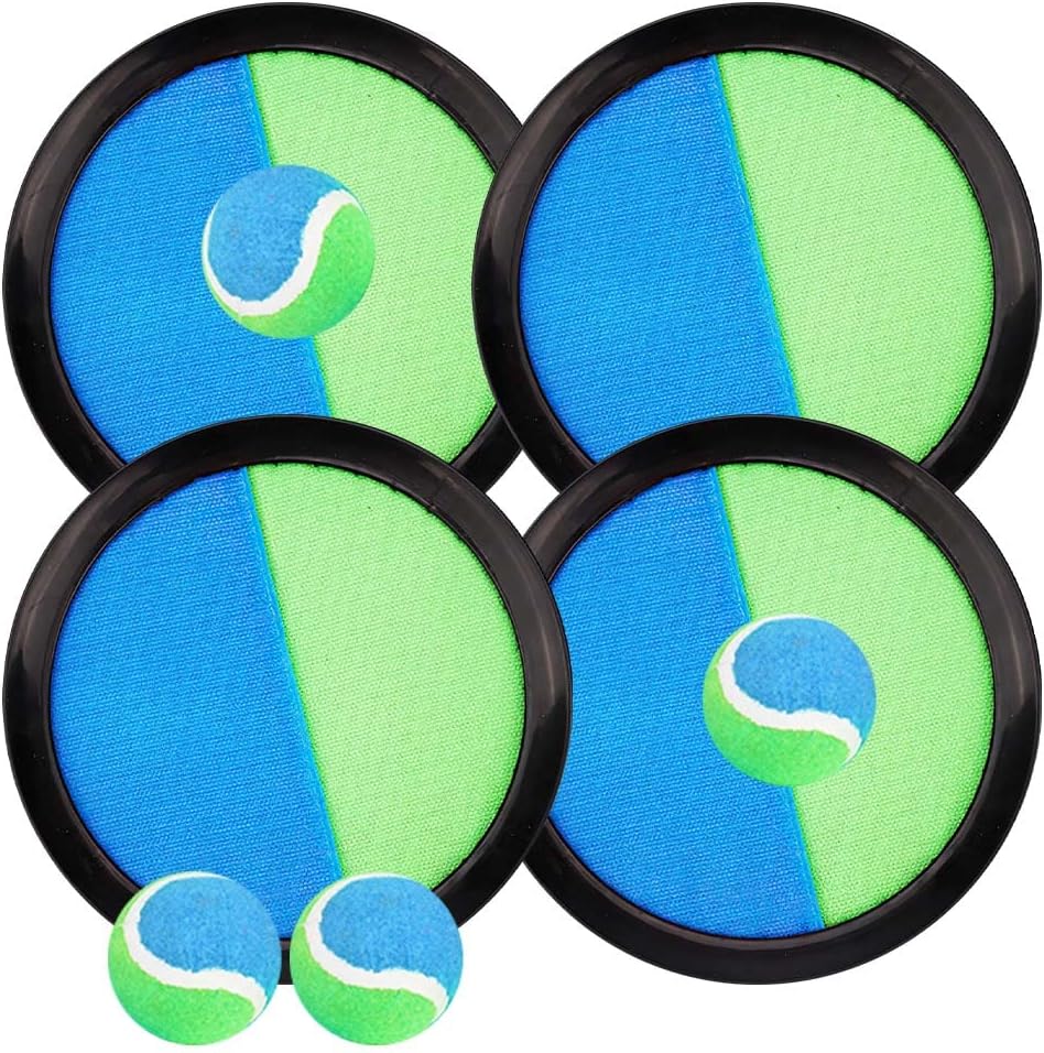 Lotvic Jeu Catch Ball and Toss, Balle Raquette Scratch Jeux, 4 Pagaies et 4, Balles Jeu de 