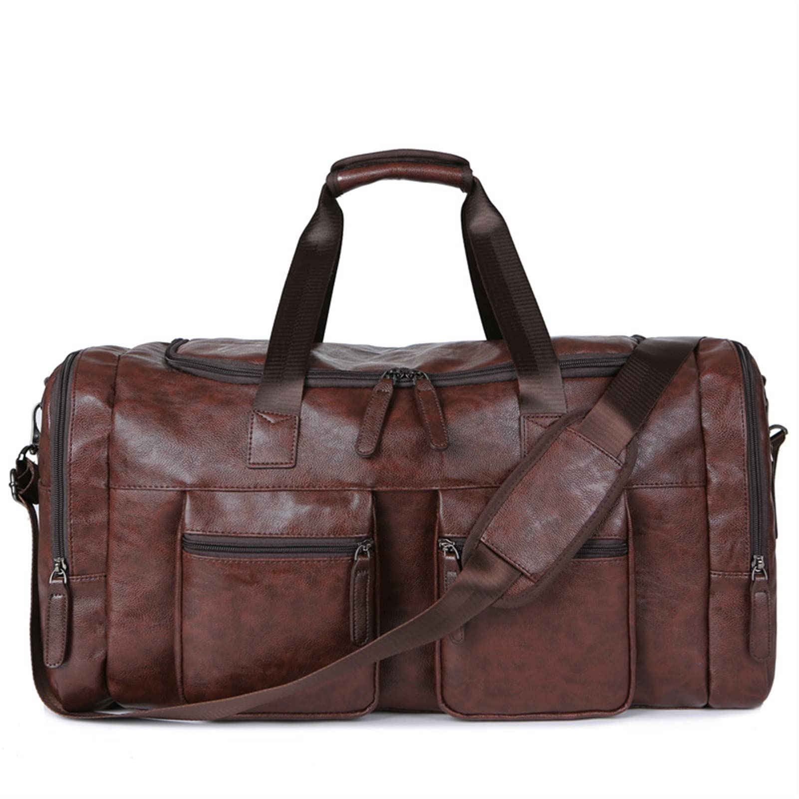 Torba sportowa Mężczyźni na siłownię Yoga Soft PU Leather Torba fitness Męski Torba bagażowa (Color : Black, Size : 55x30x25cm)
