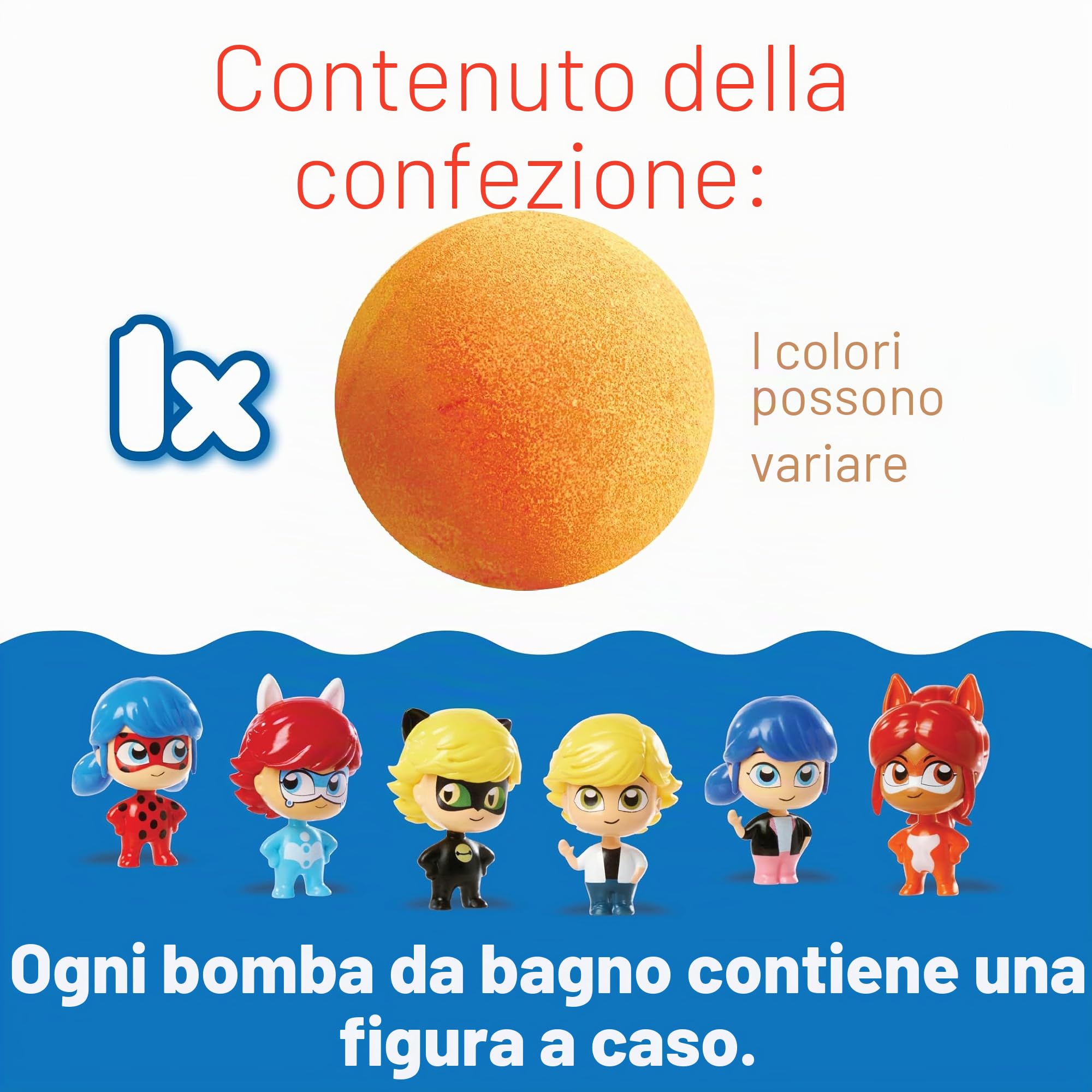 ZIMPLI - Grande Bomba da Bagno Miraculous a Sorpresa, 1 di 6 Giocattoli Miraculous da Collezionare, Uno per Baff Bomb, Regali Collezionabili per Bambini e Bambine