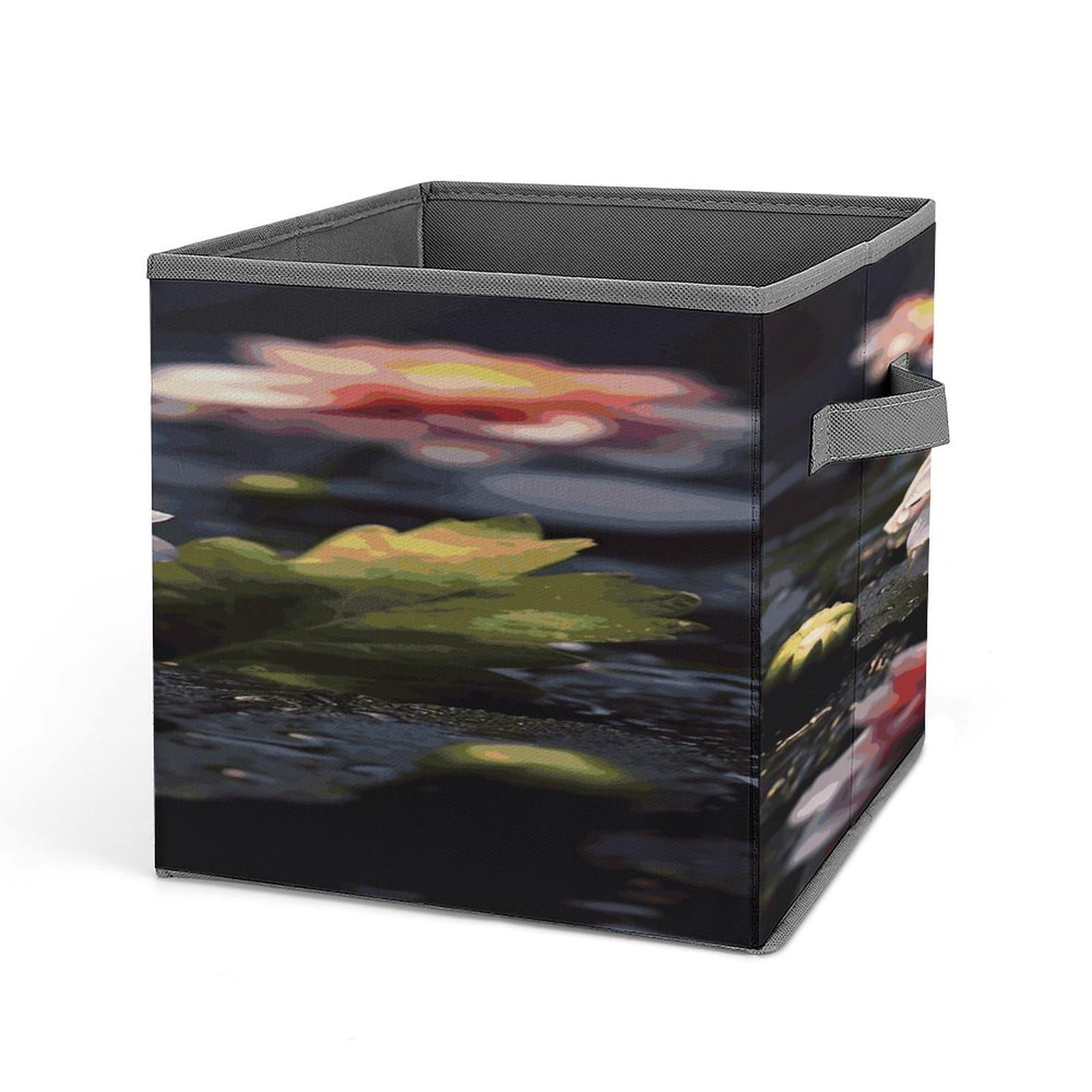 Fodpand Style Flower1 Storage Cubes Foldable Decorative Fabric, Storage Bins Baskets With Handles, Closet Organizers And Storage For Home, Office,Closet, Clothes