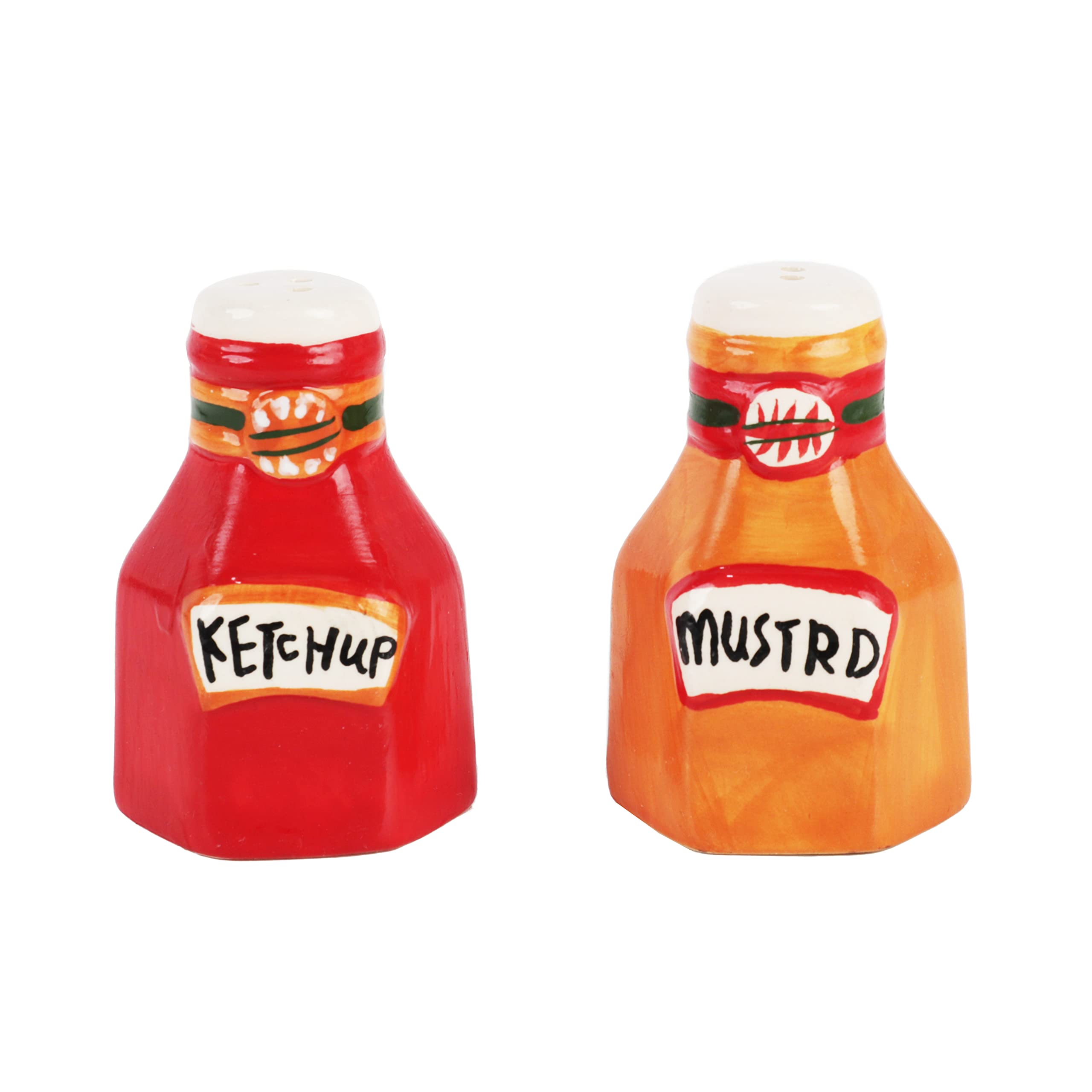 Servette Home Ceramic Ketchup and Mustard Salt and Pepper Shakers