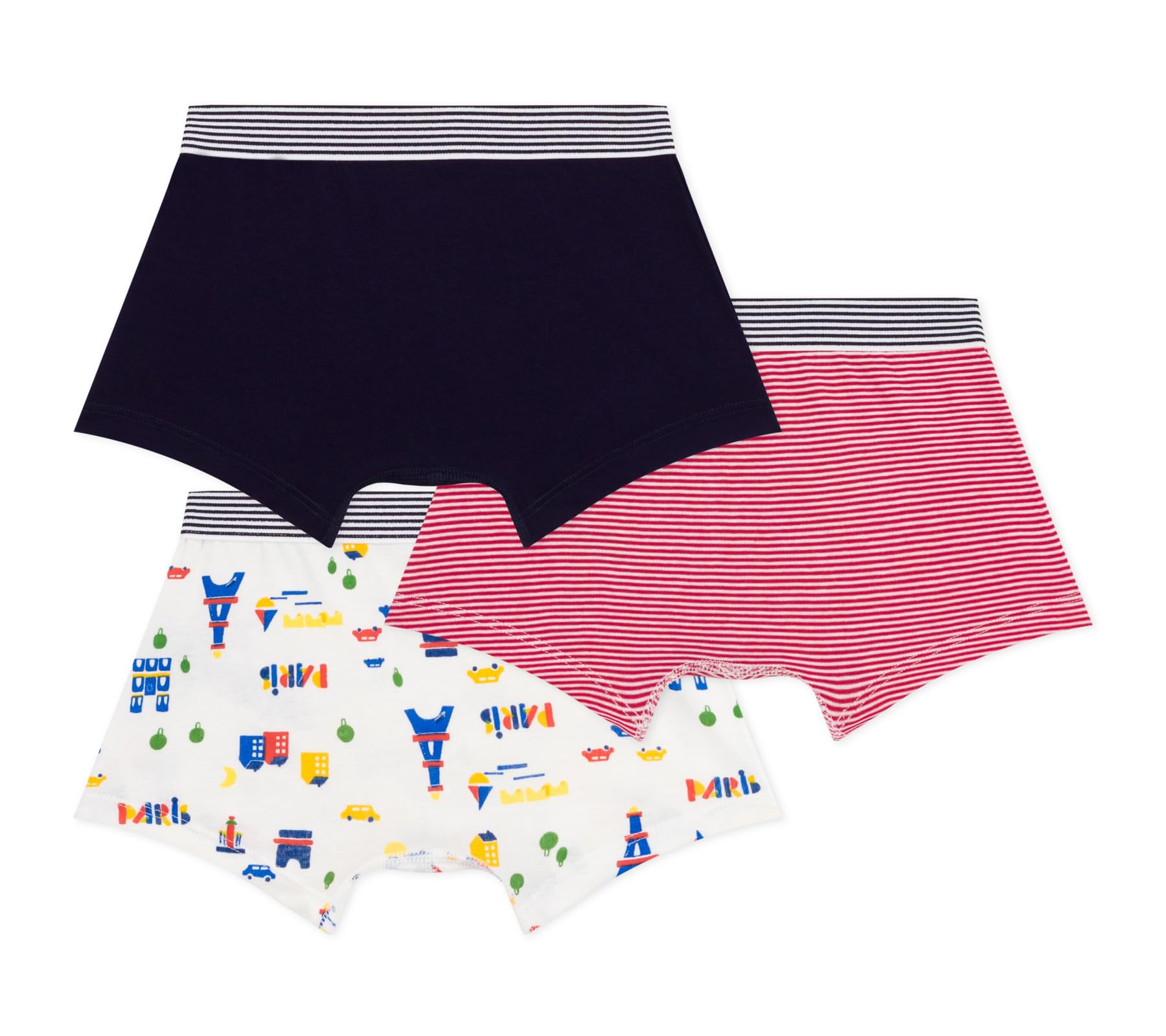 Petit Bateau Set di Boxer per Bambini in Cotone Stampato Parigi, Multicolore, 4 Anni