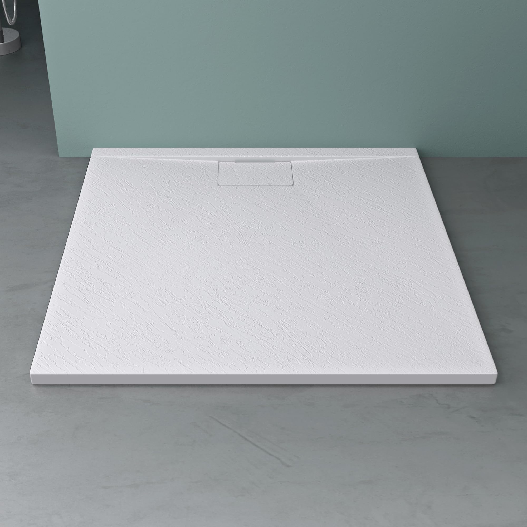 Mai & Mai Duschtasse 90x90x3 cm Duschwanne aus Mineralguss Mineralgusswanne in Weiß DIN-Anschlüsse Geoma07